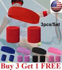 Sweatband Sets Wristbands Headband Work Out Tennis Wrist Badminton Fitness Bands