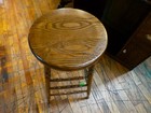 Antique Oak Stool 30  High Refinished Turned Spindles And Legs 1900 s Era
