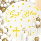 Sign Party Decal Baby Shower Backdrop Balloon Arch Decal Golden God Bless