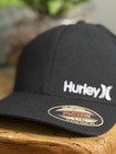Nwt Hurley Black Corp Textures Flex Fit Hat - Sz L xl - Black Stretch Fit Cap