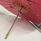 Vintage Asian Paper Parasol Hand Painted Floral Bamboo Umbrella Decorative Art