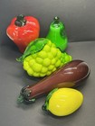5 Vintage Murano Style Hand Blown Glass Fruits   Vegetables-grapes  Lemon   
