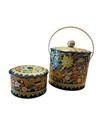 Vintage Daher Tin Nesting Containers Made In England Floral Pattern 2 Pieces