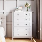 5 Drawer Dresser For Bedroom  White Tall Wooden Dresser  modern Chest Of Drawers