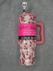 Nwt Betsey Johnson 30 Oz Hot Cold Pink Skull Floral Roses Tumbler Cup Gothic 