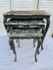 Vintage Venetian Italian Florentine Orange Gold  Wood Side Tables Gilded Nesting