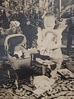 1940s Photo Little Girl   Baby Doll Christmas Tree Black   White 3 25 x4 5 