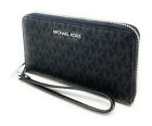 Michael Kors Jet Set Travel Large Flat Zip Mf Phone Case Wristlet Wallet Black