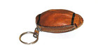 Vintage Miniature Leather Football Keychain Coin Pouch Fob Key Ring