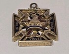 Antique Masonic In Hoc Signo Vinces Cross Crown Watch Fob Pendant Charm