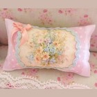 Miniature Dollhouse 1 12 Scale Floral Pink   Blue Pillow - Cusc 024