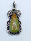 Vintage Green Royston Turquoise Pendant Sterling Silver Teardrop Native American