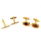 Vintage Faux Tigers Eye Gold Cufflinks Lot Cuff Link Links For Him Mens Men Man