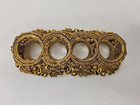 Vintage Vanity Dresser Lipstick 4 Tube Holder Gold Tone Metal Filigree Leaves