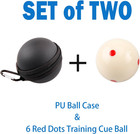Billiards 2-1 4  Practice Cue Ball With Black Pu Case For 6 Red Dots   American