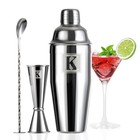 24oz Cocktail Shaker Set With 1 Oz 2oz Jigger - Monogramm Initials Martini K