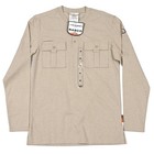 Rasco Shirt Mens Medium Tan Flame Resistant L s Utility Henley Fr Pocket Work