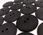 Vintage Matte Black Rounded Round 2-hole Button 35mm Lot Of 6 D810