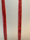 Taper Candles Lucite acrylic Vintage Pair 2  Red Foil Flecks 12  Mcm  no Wicks 