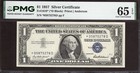 1957  1   Star          Silver Certificate  Pmg Gem Uncirculated 65 Epq  Scarce   d