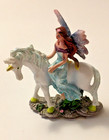 Fairy Riding A White Unicorn Mythical Fantasy Figurine 3  Tall W tag