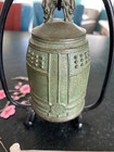 Antique Bronze Japanese Temple Bell On Stand With Original Antler Hammer 