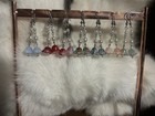Handcrafted Dangle drop Flower Earrings Hook Closure Metal Silver Multicolor