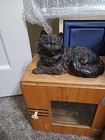 Antique Hubley Style Cast Iron Cat W green Eyes Door Stop  About 5 Lbs