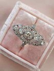 3 4ctw White Round Cut Cz Three Stone Antique Style Art Deco Wedding Silver Ring