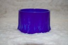 Rare Akro Agate Royal Blue Opaque Slag Colonial Belle Lady Powder Box   Puff Box