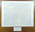 Vintage 1892 Brussels Belgium Map 14 x11    Old Antique Original Grand-place