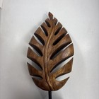Wooden Leaf Sculpture - Hand   carved Solid Wood Coffee Table Decor