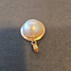 Vintage 14k Solid Gold Mab   Pearl Solitaire Pendant