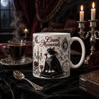 Tuxedo Dracula Cat Personalized Name 11oz Coffee Cup Halloween Gift Custom Gift