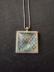 Brand New Handmade Snake Shed Skin Jewelry Necklaces Blue Squares Sliver Chain
