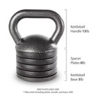 Adjustable Kettlebell Up To 50 Lbs Strength Training Home Gym Fitness Durable