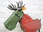 Rustic 14 25  X 16  Repurposed Scrap Red Print Metal Moose Statue Home Garden