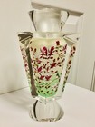 Jacarte Magnolia Grace  1401 Hand Painted Floral   Birds Crystal Vase Stunning