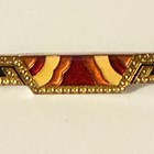 Vintage Art Deco Style Enamel Bar Brooch Gold Tone Burgundy Amber Geometric Pin