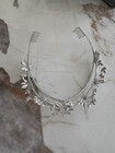 Silver Tone Crystal Rhinestone Floral Tiara Headband W  Combs  Clear silver