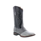 King Exotic Caiman Belly Rubber Sole Mens Gray Wide Cowboy Western Boots
