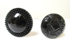 Antique Hatpins Two Large Molded Black Glass Group 1