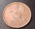 Ireland   ire 1942 1d Penny Coin - Bird Obverse  Harp Reverse