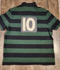 Polo Ralph Lauren Rugby Shirt Mens  Xxl Green Blue Stripe Custom Fit  10 