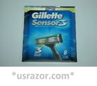 8 Gillette Sensor 3 Refills Blades Sensor Razor Cartridges Shaver Usa Authentic