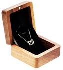 Vintage Natural Walnut Wood Necklace  pendant Storage Case Jewelry Display Fo   