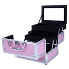 Aluminum Makeup Train Jewelry Storage Box Cosmetic Button Lock Case Organizer Us