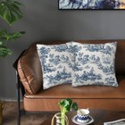 French Country Blue And White Throw 18  X 18   pack Of 2  Vintage Toile Blue