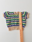 Vintage Handmade Baby Sweater Rainbow Striped Knit Retro 70s Style Size Unknown