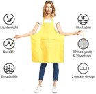 8 Pack Bib Aprons Bulk - Unisex Yellow Commercial Apron With 2 Pockets For Kitch